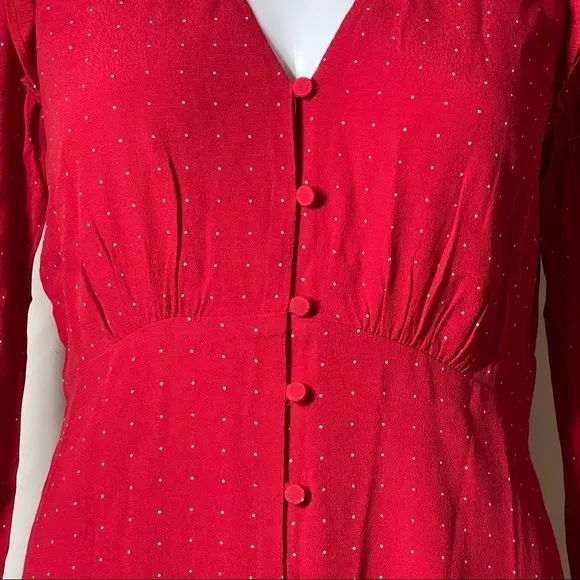 J.Crew Drapey puff-sleeve dress in pin dot