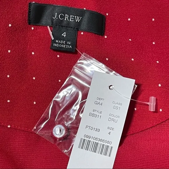 J.Crew Drapey puff-sleeve dress in pin dot