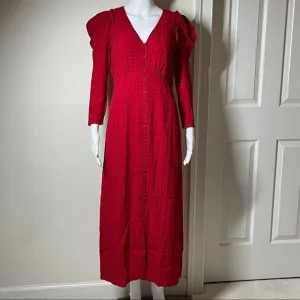 J.Crew Drapey puff-sleeve dress in pin dot