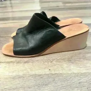 Jeffrey Campbell Leather Willow Wedge Slip-On Sandals