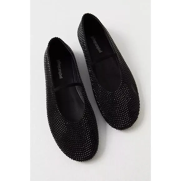 Jeffrey Campbell Moira Embellished Flats Black Size 7.5