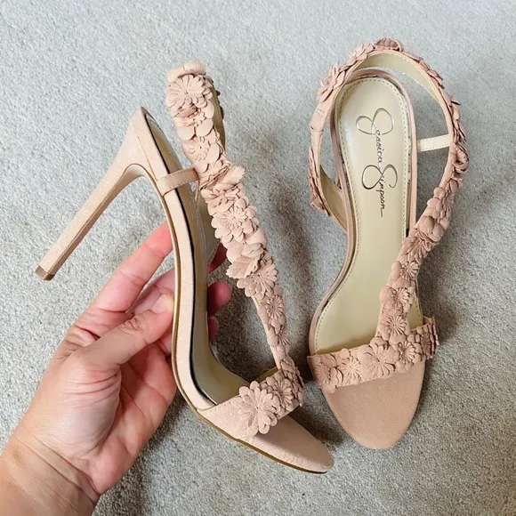 JESSICA SIMPSON Blush Flower Heeled Sandals