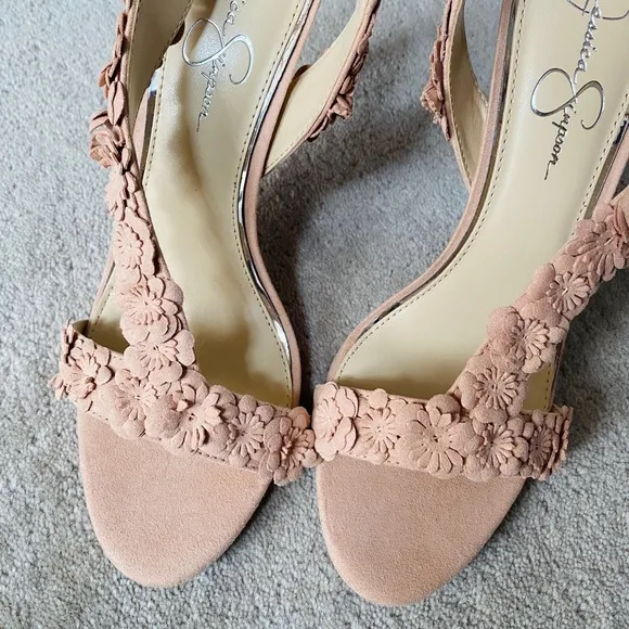 JESSICA SIMPSON Blush Flower Heeled Sandals