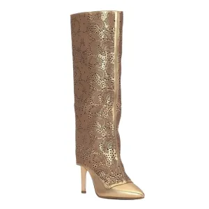 Jessica Simpson Brykia Cuffed Pointed-Toe Boots, Metallic Lace Laser Cut, Size 9