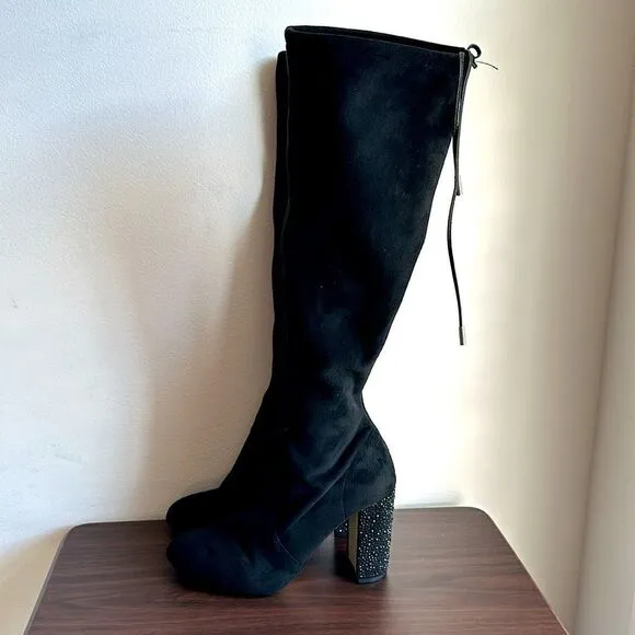 JEWEL BADGLEY MISCHKA Black Rory Evening Tall Boots Sz 6.5