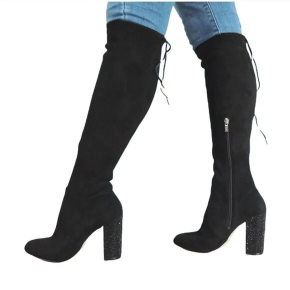 JEWEL BADGLEY MISCHKA Black Rory Evening Tall Boots Sz 6.5