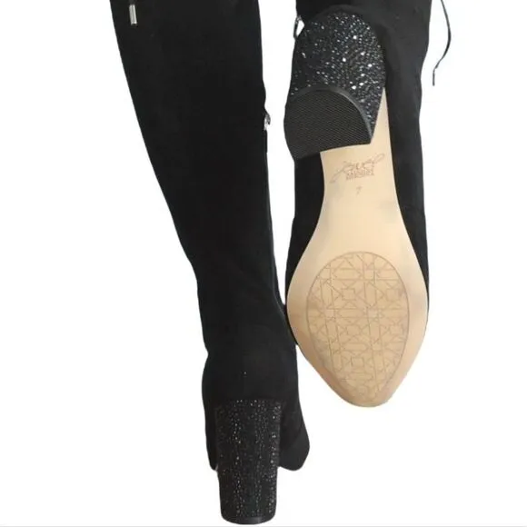 JEWEL BADGLEY MISCHKA Black Rory Evening Tall Boots Sz 6.5