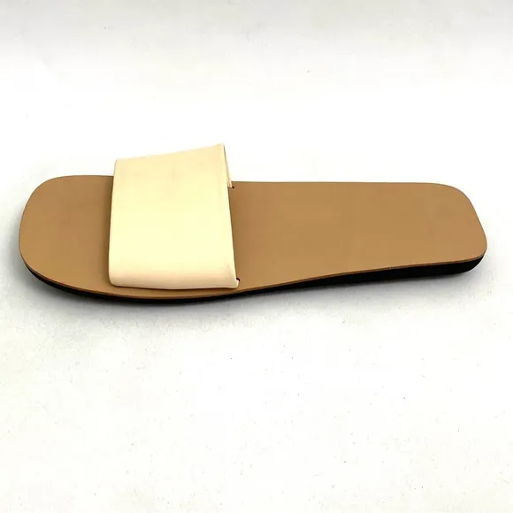 JIL SANDER Beige Sandals Slides Size 10 Flat Slip On Agnellato Calf Leather Flat
