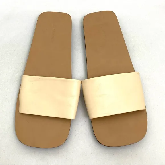 JIL SANDER Beige Sandals Slides Size 10 Flat Slip On Agnellato Calf Leather Flat