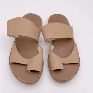 JIL SANDER NAVY - NWOT Women's Tan genuine leather flat slip on Sandals size 7
