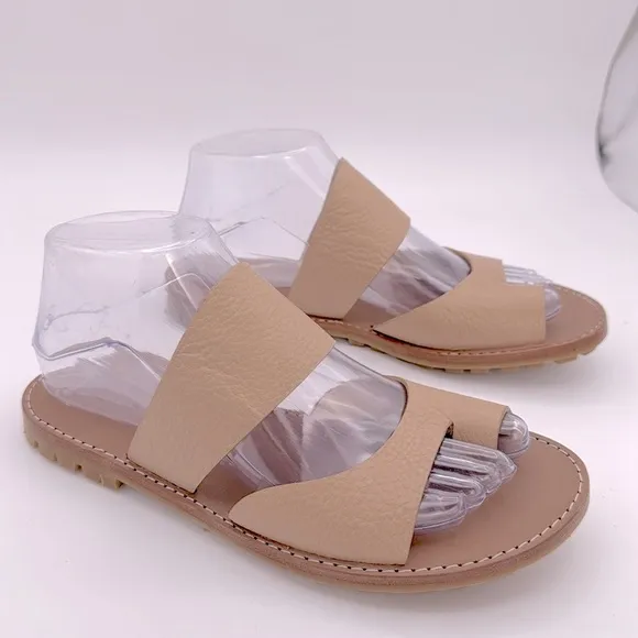 JIL SANDER NAVY - NWOT Women's Tan genuine leather flat slip on Sandals size 7