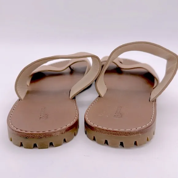 JIL SANDER NAVY - NWOT Women's Tan genuine leather flat slip on Sandals size 7