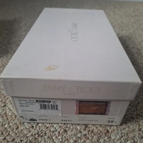 Jimmy Choo Page. 1 Women's Leather Sandals In Berry Capretto Size 39-1/2.