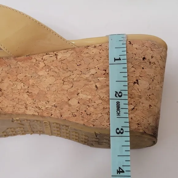 Jimmy Choo Pathos patent leather  thong slip-on cork wedge sandals women…