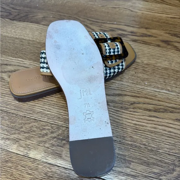 J.McLaughlin Alaia Straw and Leather Women's Slip on Slide Sandals, size 7.5