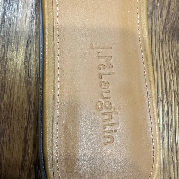 J.McLaughlin Alaia Straw and Leather Women's Slip on Slide Sandals, size 7.5