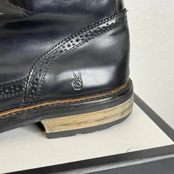 John Varvatos Black Leather Ankle Boots Wingtip Casual Dress Lace up Men's 12 US