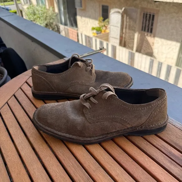 John Varvatos Suede Leather Oxford Dress Shoes Casual Brown Shoes Size 8.5M