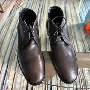 John Varvatos USA Dark Brown Leather Lace Up Dress Ankle Chukka Boots
