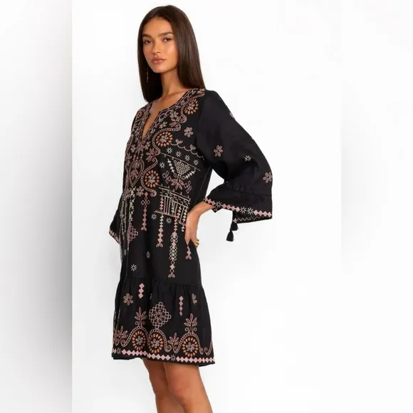 Johnny Was Faye Linen Kimono Dress