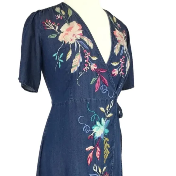 Johnny Was heavily embroidered Nico wrap dress NWT