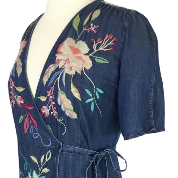 Johnny Was heavily embroidered Nico wrap dress NWT