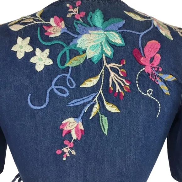 Johnny Was heavily embroidered Nico wrap dress NWT