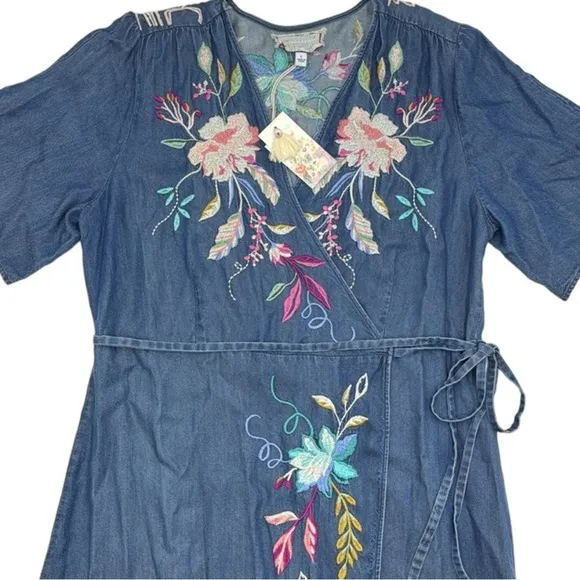 Johnny Was heavily embroidered Nico wrap dress NWT