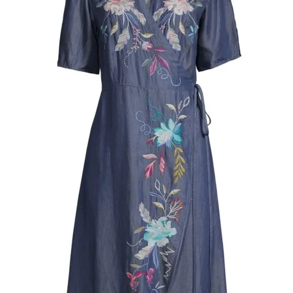 Johnny Was heavily embroidered Nico wrap dress NWT