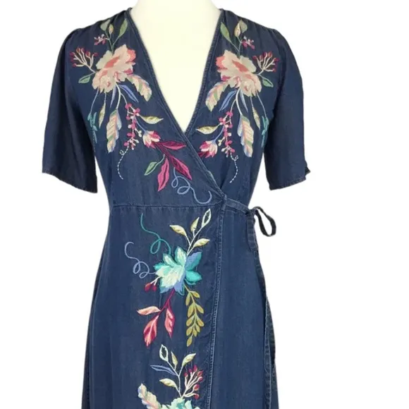 Johnny Was heavily embroidered Nico wrap dress NWT
