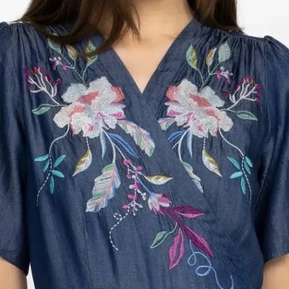 Johnny Was heavily embroidered Nico wrap dress NWT