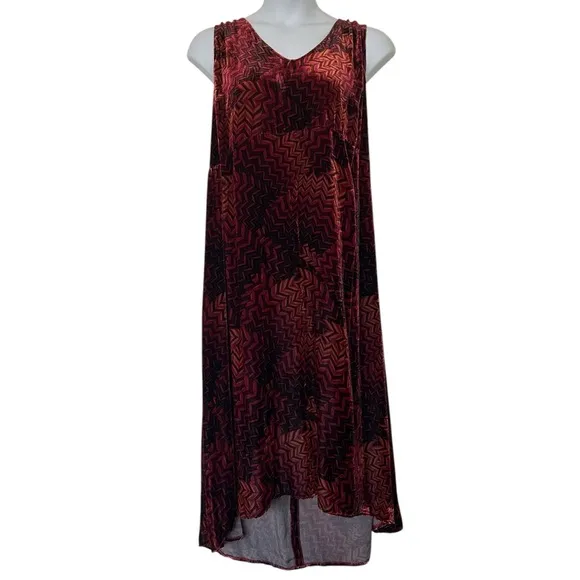 Johnny Was JWLA Belle Velvet Geometric Sleeveless Tank silk midi Dress size 3X