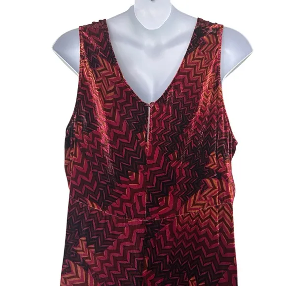 Johnny Was JWLA Belle Velvet Geometric Sleeveless Tank silk midi Dress size 3X