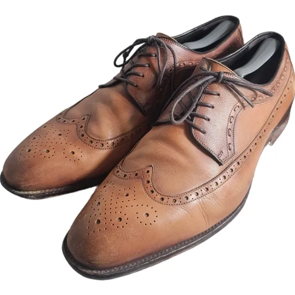 Johnston &amp; Murphy Brown Leather Oxford Wingtip Dress Size 12 M