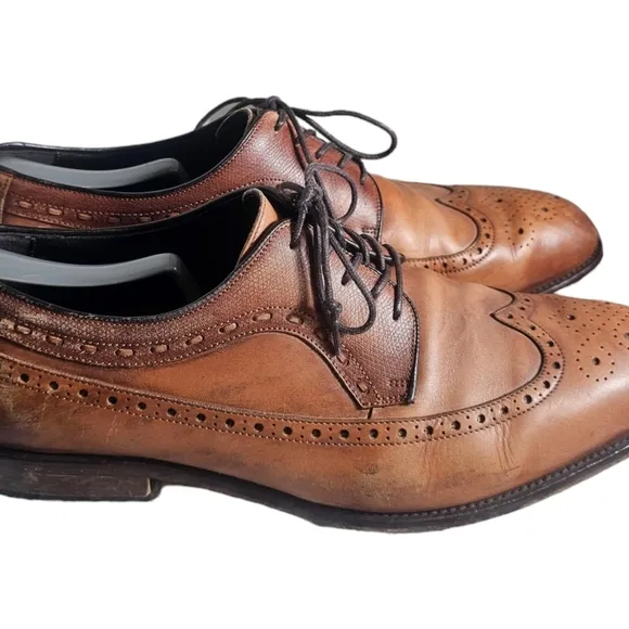 Johnston &amp; Murphy Brown Leather Oxford Wingtip Dress Size 12 M