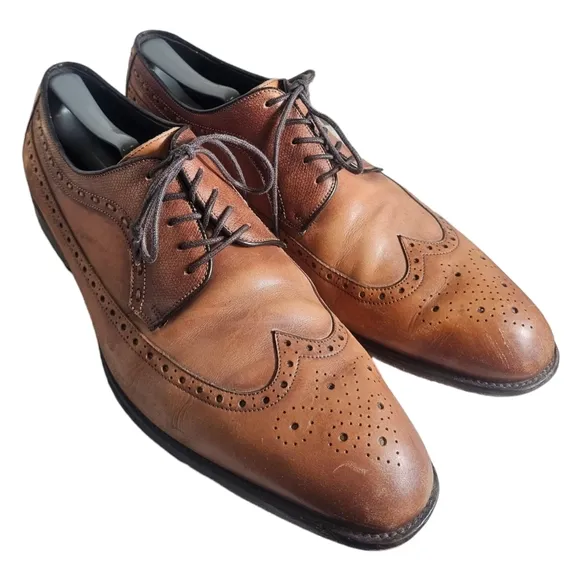 Johnston &amp; Murphy Brown Leather Oxford Wingtip Dress Size 12 M