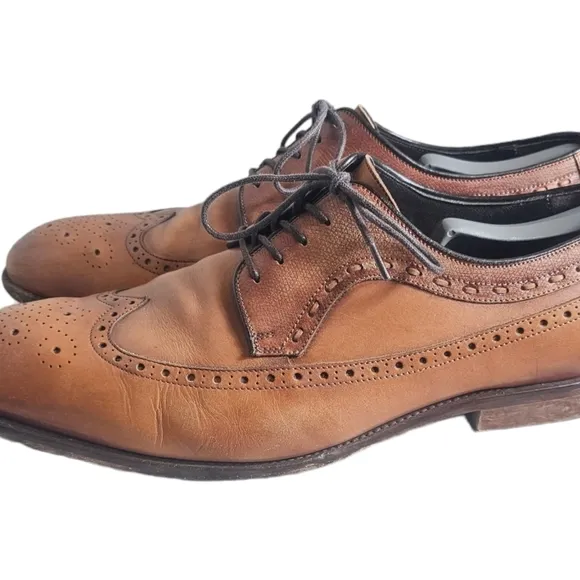 Johnston &amp; Murphy Brown Leather Oxford Wingtip Dress Size 12 M