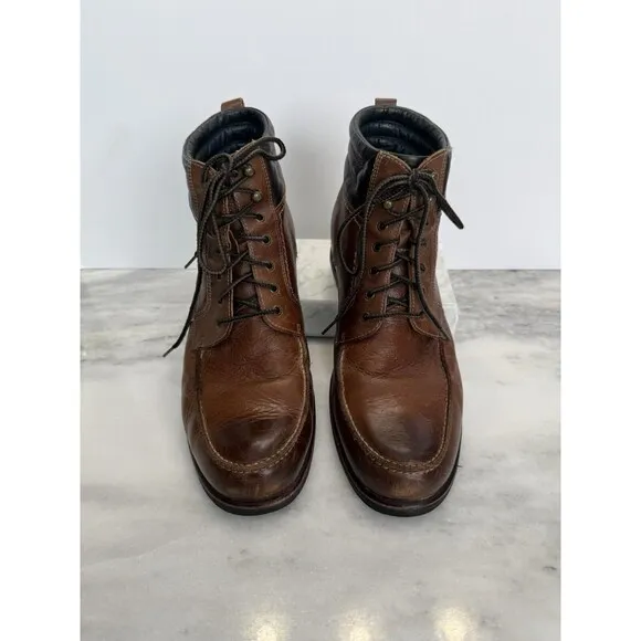 Johnston &amp; Murphy Karnes Ankle Boots Shoes Brown Leather Mens Size 10.5 Lace Up