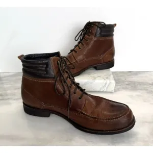 Johnston &amp; Murphy Karnes Ankle Boots Shoes Brown Leather Mens Size 10.5 Lace Up