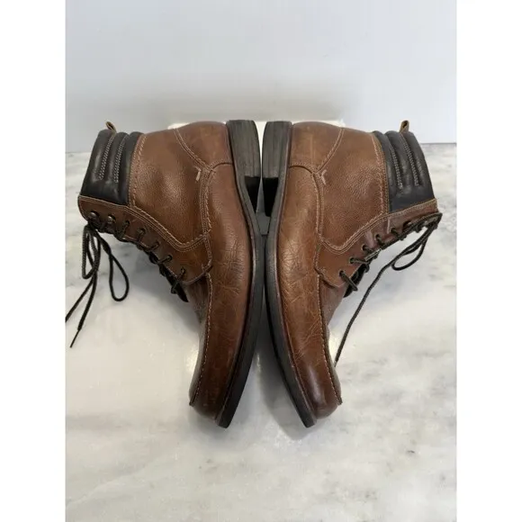 Johnston &amp; Murphy Karnes Ankle Boots Shoes Brown Leather Mens Size 10.5 Lace Up