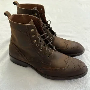 Johnston &amp; Murphy Men’s Leather Wing Tip Brogue Casual Dress Lace Up Boots 9.5