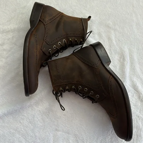 Johnston &amp; Murphy Men’s Leather Wing Tip Brogue Casual Dress Lace Up Boots 9.5