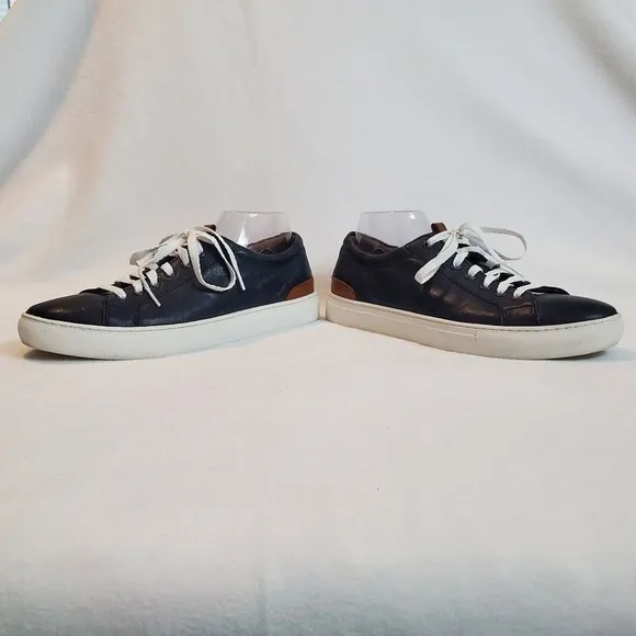 JOHNSTON &amp; MURPHY Mens Size 9.5 256619 MS50 Banks Lace-up Navy Leather Sneaker