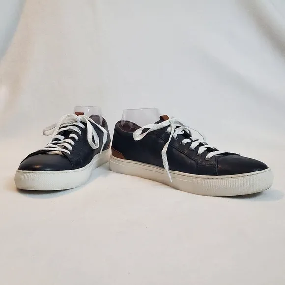 JOHNSTON &amp; MURPHY Mens Size 9.5 256619 MS50 Banks Lace-up Navy Leather Sneaker