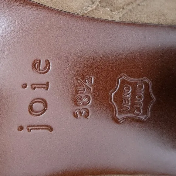 Joie Reyan Suede Lace-Up Ankle Boots Camel 38.5