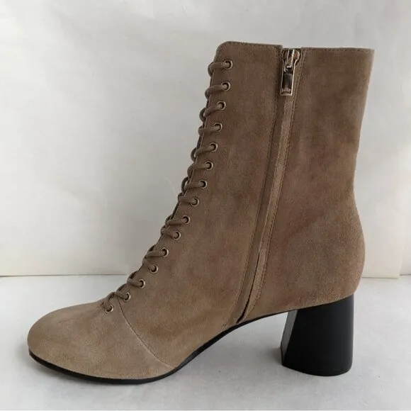 Joie Reyan Suede Lace-Up Ankle Boots Camel 38.5