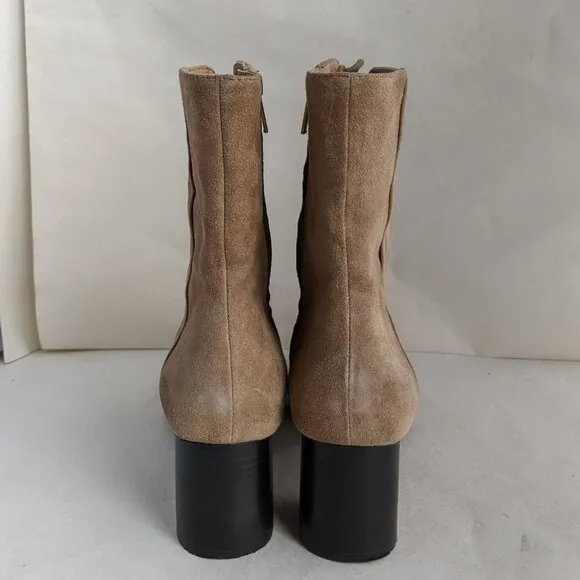 Joie Reyan Suede Lace-Up Ankle Boots Camel 38.5