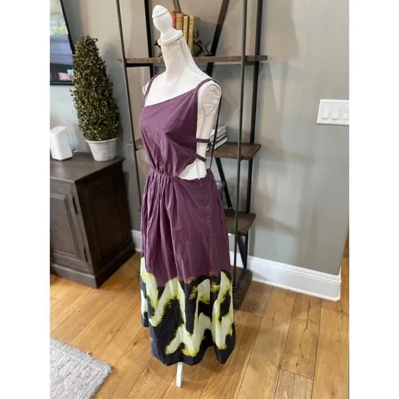 Jonathan Simkhai Collene Poplin Open Back Strappy Midi Dress Purple Size Medium
