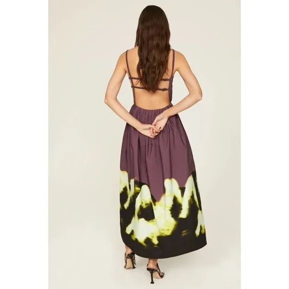Jonathan Simkhai Collene Poplin Open Back Strappy Midi Dress Purple Size Medium