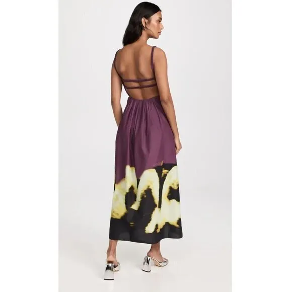 Jonathan Simkhai Collene Poplin Open Back Strappy Midi Dress Purple Size Medium